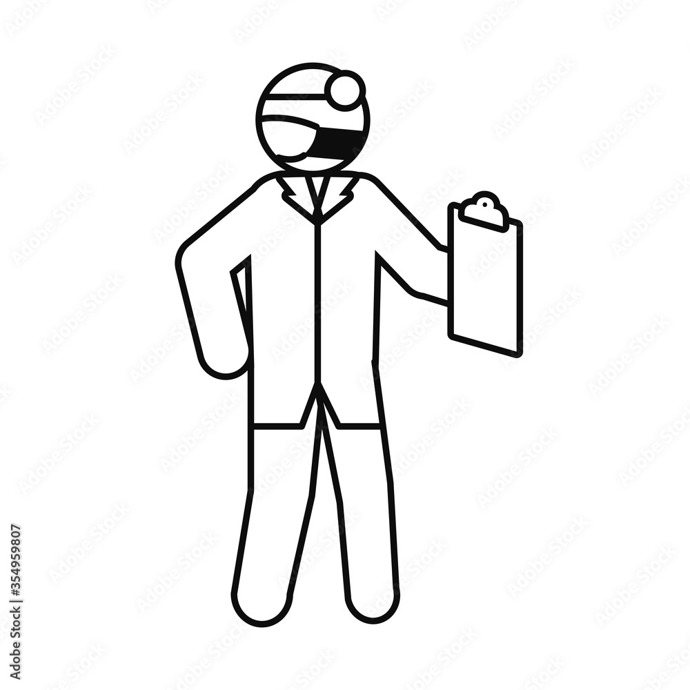 pictogram medical doctor with medical report icon, line style pictogram medical doctor with medical report icon, line style