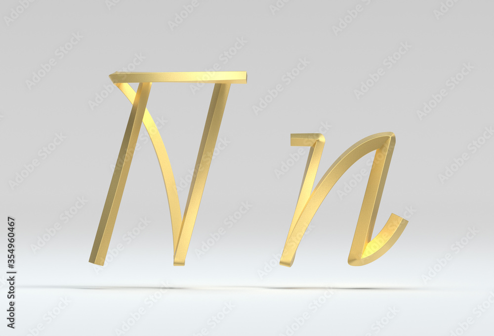 3d illustration of the cyrillic letter П in gold metal on a white isolated background 3d illustration of the cyrillic letter П in gold metal on a white isolated background