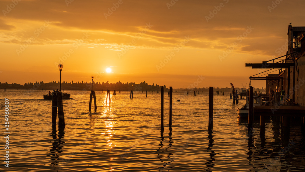 sunrise on the pier in Venice