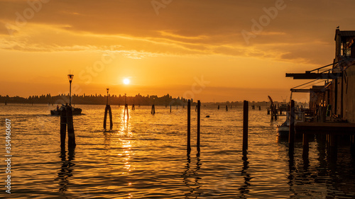 sunrise on the pier in Venice