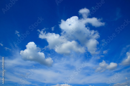 Soft background with bright blue sky and awe clouds