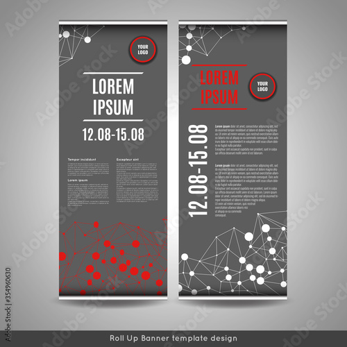 Trifold business brochure template design with connection background.