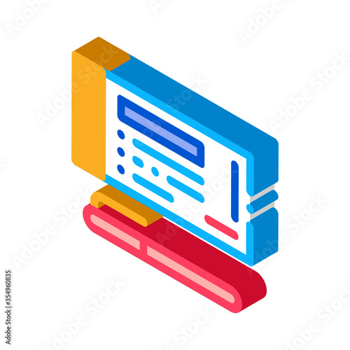 to fill out check with pen icon vector. isometric to fill out check with pen sign. color isolated symbol illustration