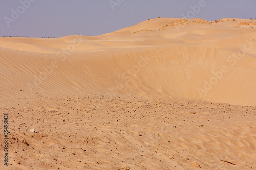 Sand dunes in the desert in Tunisia.