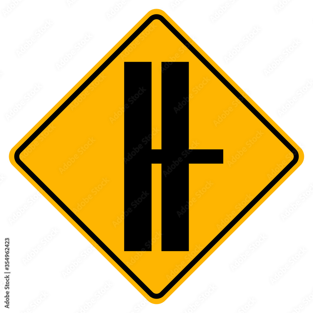 Warning signs Highway intersection ahead and T-Junction Traffic Road on white background Warning signs Highway intersection ahead and T-Junction Traffic Road on white background