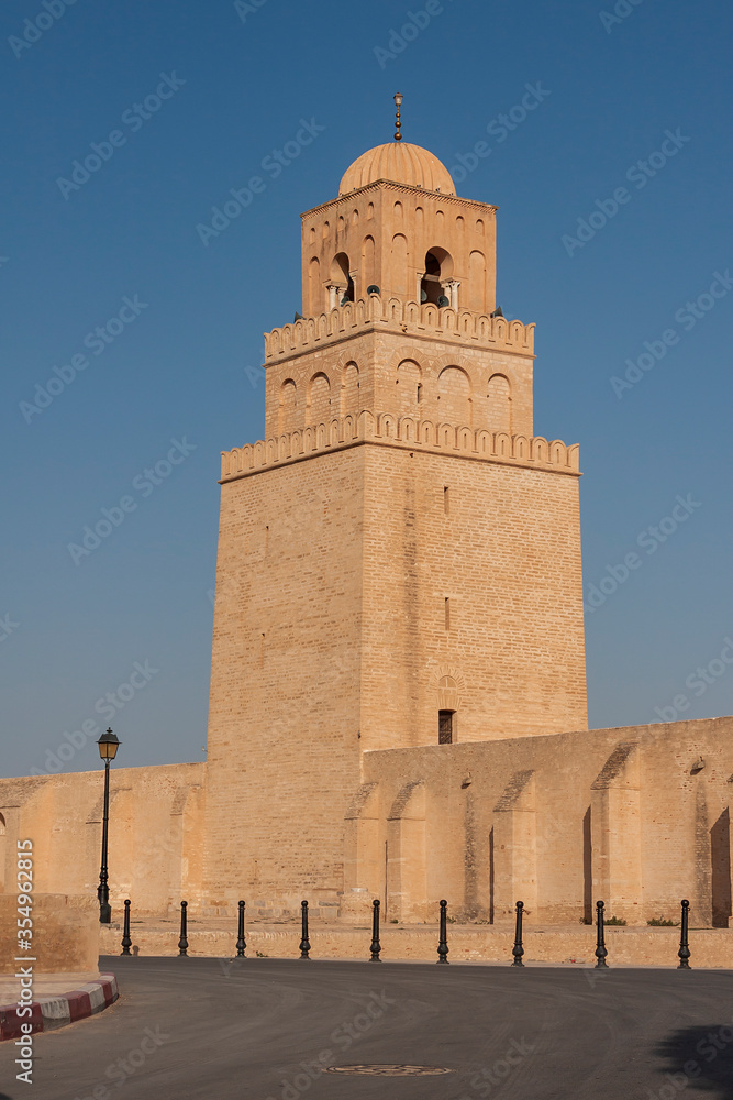 Mosque in Tunisia and the background is a blue sky