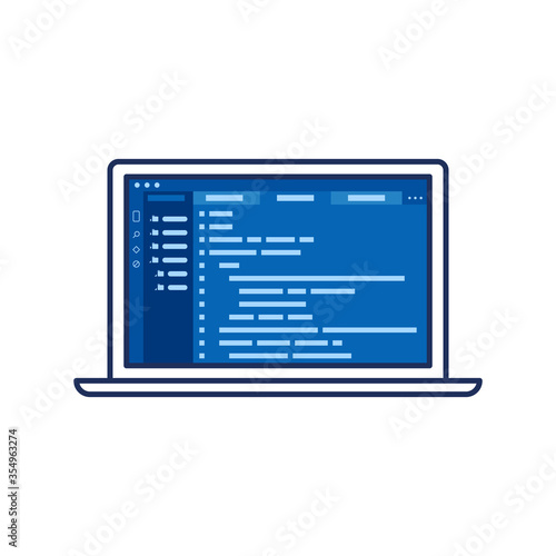 laptop and program code icon