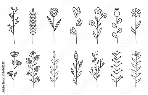 Set of vector vintage floral elements. Decoration elements for design invitation, wedding cards, valentines day, greeting cards. Vector illustration.