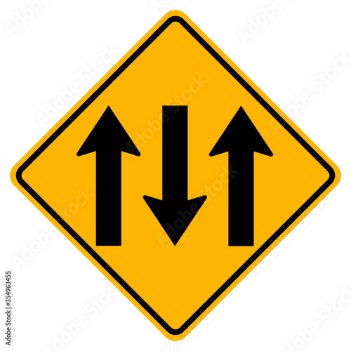 Warning signs Three Lane Traffic Road on white background Free Download Warning signs Three Lane Traffic Road on white background - GFXLoad