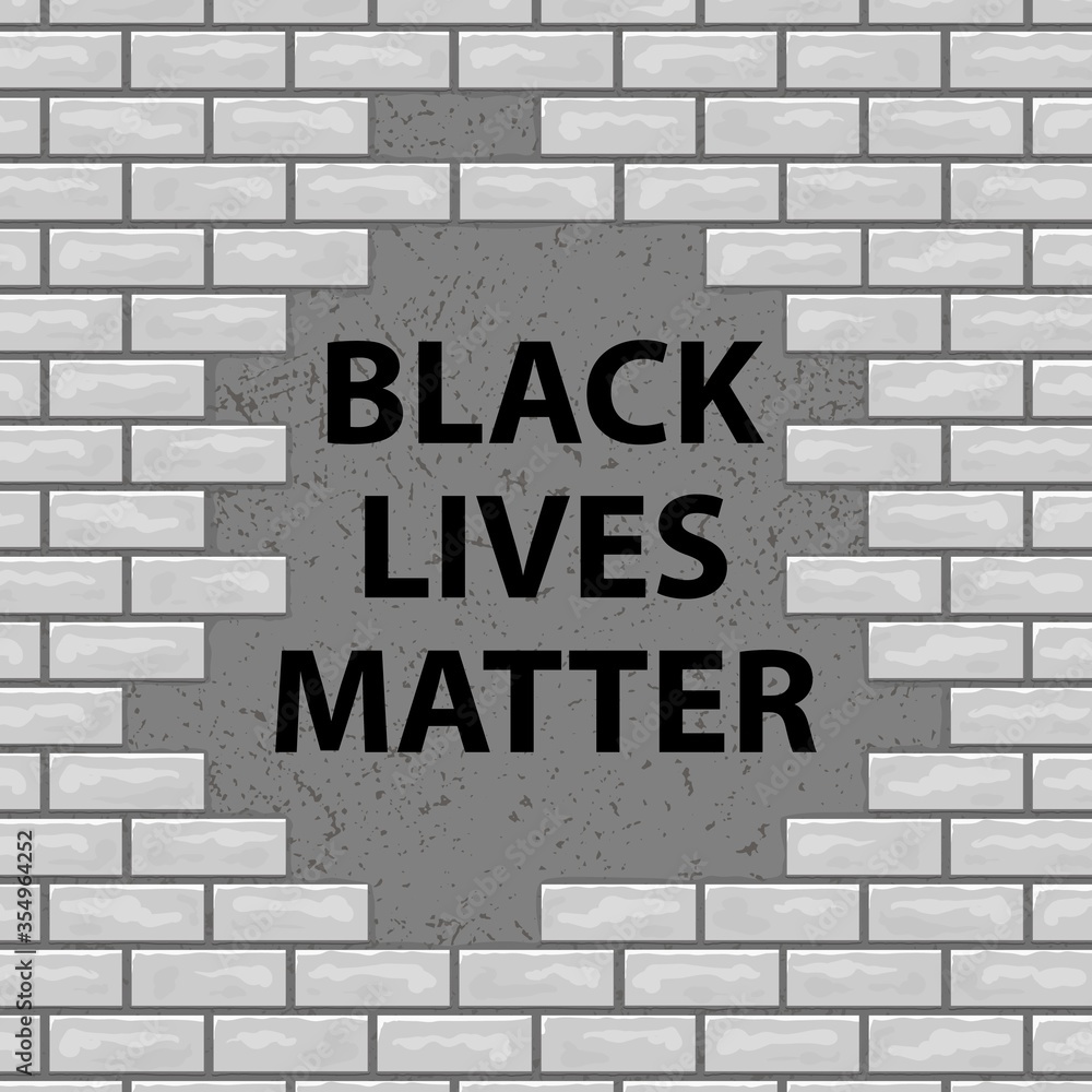 Vector illustration of quote Black Lives Matter on broken brick wall background. Typography poster against discrimination African people and police violence. Stop racism concept. Vector illustration of quote Black Lives Matter on broken brick wall background. Typography poster against discrimination African people and police violence. Stop racism concept.