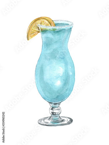 Watercolor illustration of a cocktail on a white background