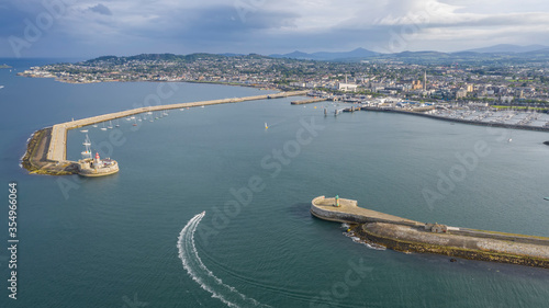Aerial view of sailing boats, ships and yachts in Dun Laoghaire marina harbour, Ireland © max