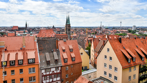 View over the Franconian city Nuremberg in Bavaria (Germany)