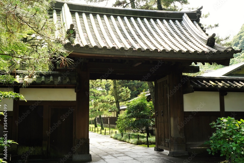 Japanese style old architecture, big wood gate. Kanagawa, Japan. Japanese style old architecture, big wood gate. Kanagawa, Japan.