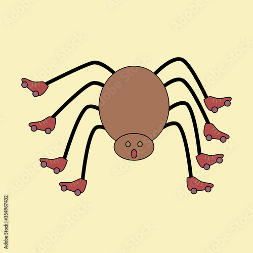 funny spider play roller skate