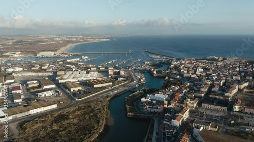 Wallpaper Mural Great aerial view of Peniche's fishing and recreational port. Torontodigital.ca