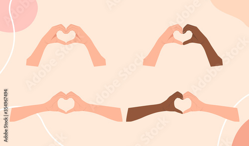 Hand holding variation of object, Woman hands make heart sign,