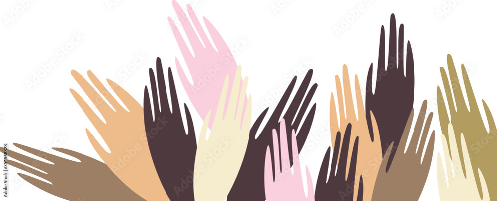 Hands of different colors. The idea of uniting different races. The problem of interaction between different nations. The unity of all people. Friendship of Peoples logo. Banner.
Hands of different colors. The idea of uniting different races. The problem of interaction between different nations. The unity of all people. Friendship of Peoples logo. Banner.