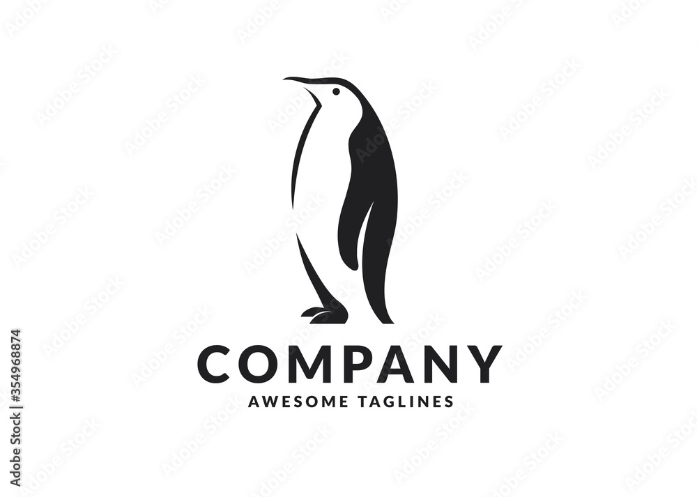 Obraz premium penguin bird vector logo, arctic animal symbol 