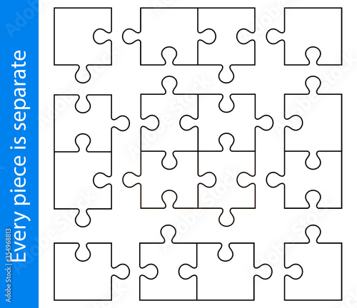 Puzzle pieces vector set, separate pieces