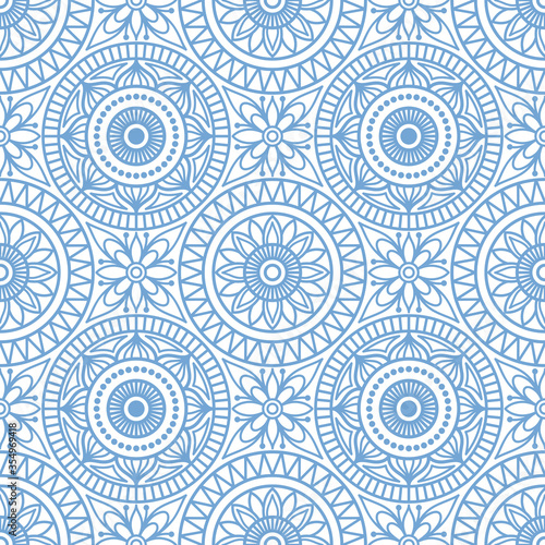 Seamless background Eastern style. Mandala ornament. Arabic Pattern. Elements of flowers and leaves. Vector illustration. Use for wallpaper, print packaging paper, textiles.