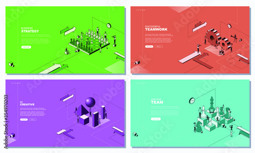 Trendy flat illustration. Set of web page concepts. Business strategy. Successful teamwork. Be creative. Join our team.  Template for your design works. Vector graphics.