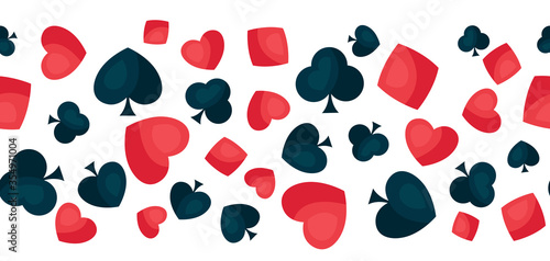 Seamless pattern with four playing cards symbols.