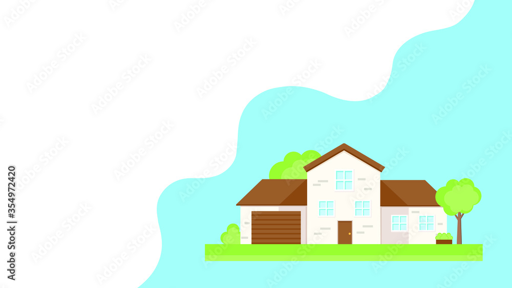 This is a facade of the house. Vector banner.