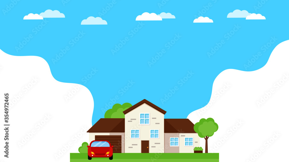 This is a facade of the house. Vector banner.