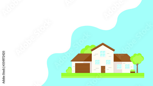 This is a facade of the house. Vector banner.