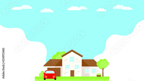This is a facade of the house. Vector banner.