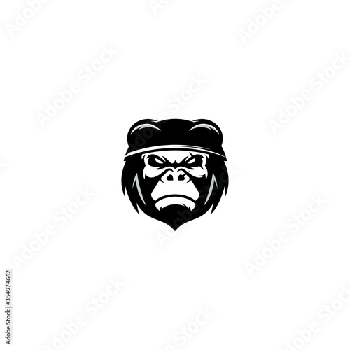 head gorillas logo design vector