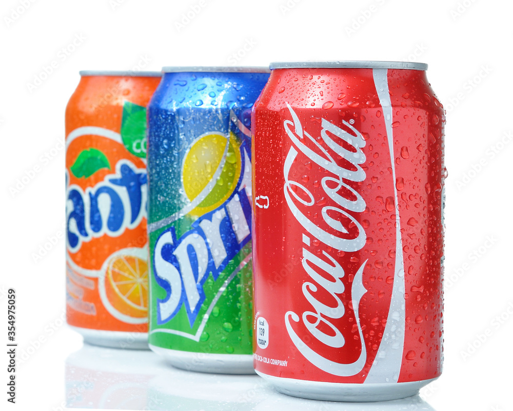 CocaCola, Fanta and Sprite Cans Isolated On White Stock Photo Adobe