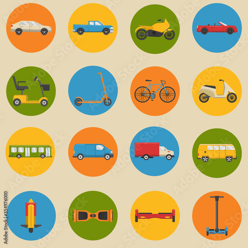 Flat style collection of transport icons