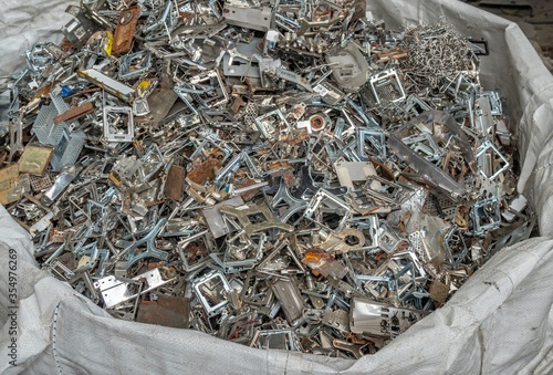  Scrap yard electronic waste for recycling with selective focus. electronic aluminium waste photo