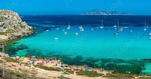 View of the beautiful crystal clear sea of ​​the island of Favignana in Sicily. photo