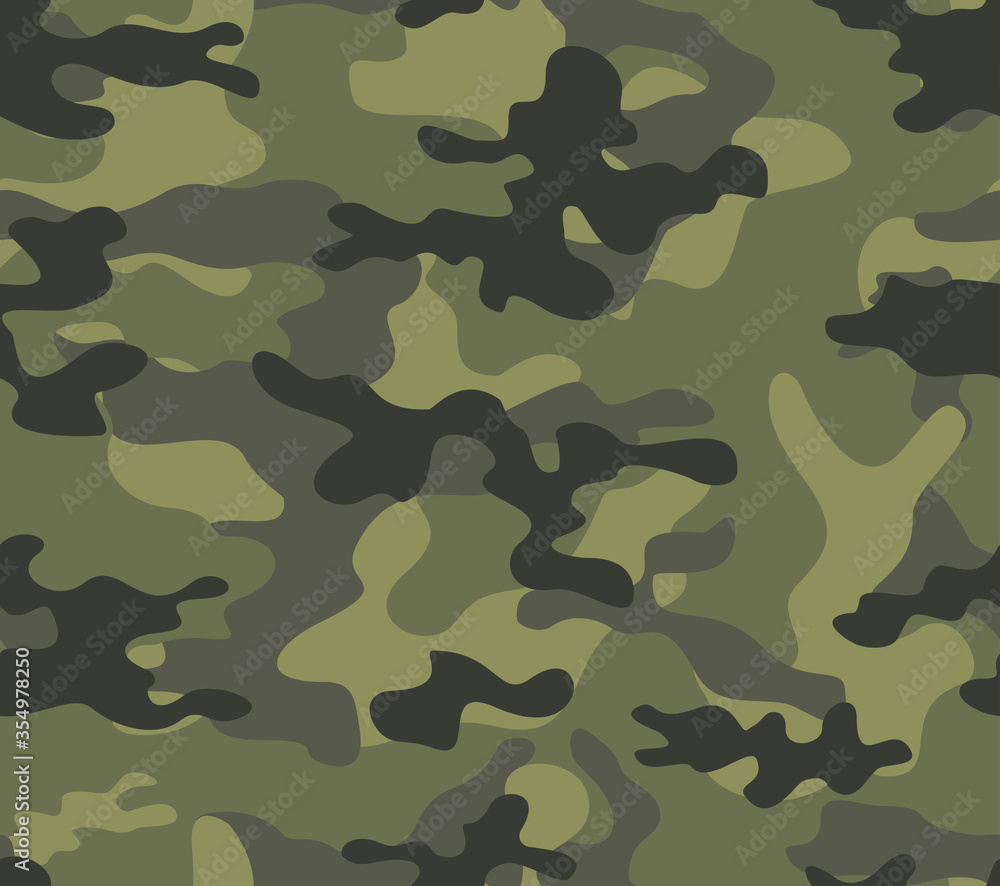 Green camouflage classic pattern for printing clothes, fabrics. Vector
Green camouflage classic pattern for printing clothes, fabrics. Vector
