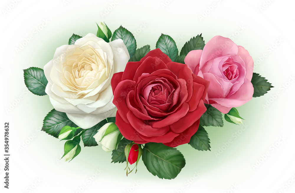 Beautiful bouquet of three roses Beautiful bouquet of three roses