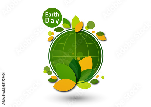 Earth Day, save the earth. Green world, environment and ecology concept. Vector