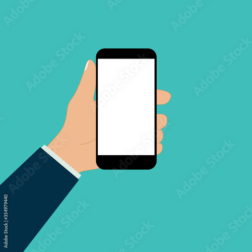 mobile phone in hand finger touch vector