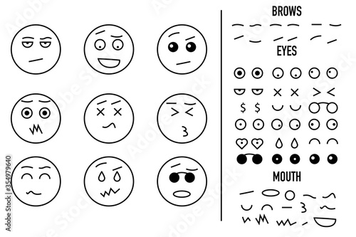 face character cartoon emotion create set vector illustration