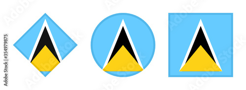 saint lucia flag icon set. isolated on white background 
