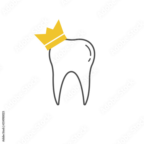 tooth icon dent smile crown logo vector
