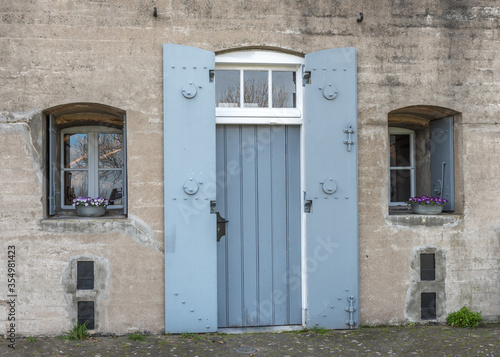 wooden doors and shutters, at a late 18th century Dutch fort photo