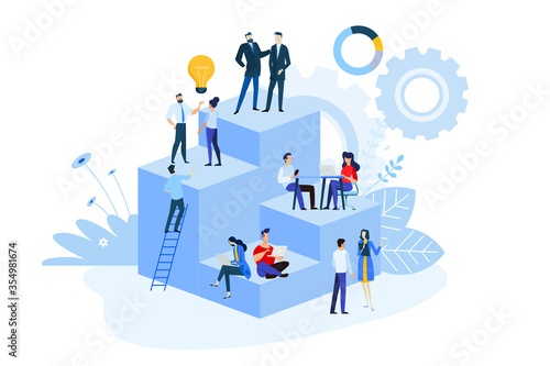 Flat design style illustrations of project management, business workflow, research and development. Vector concepts for website banner, marketing material, business presentation, online advertising.