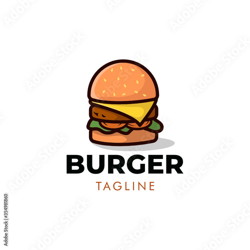Simple and minimalist burger fast food restaurant mascot logo design template vector