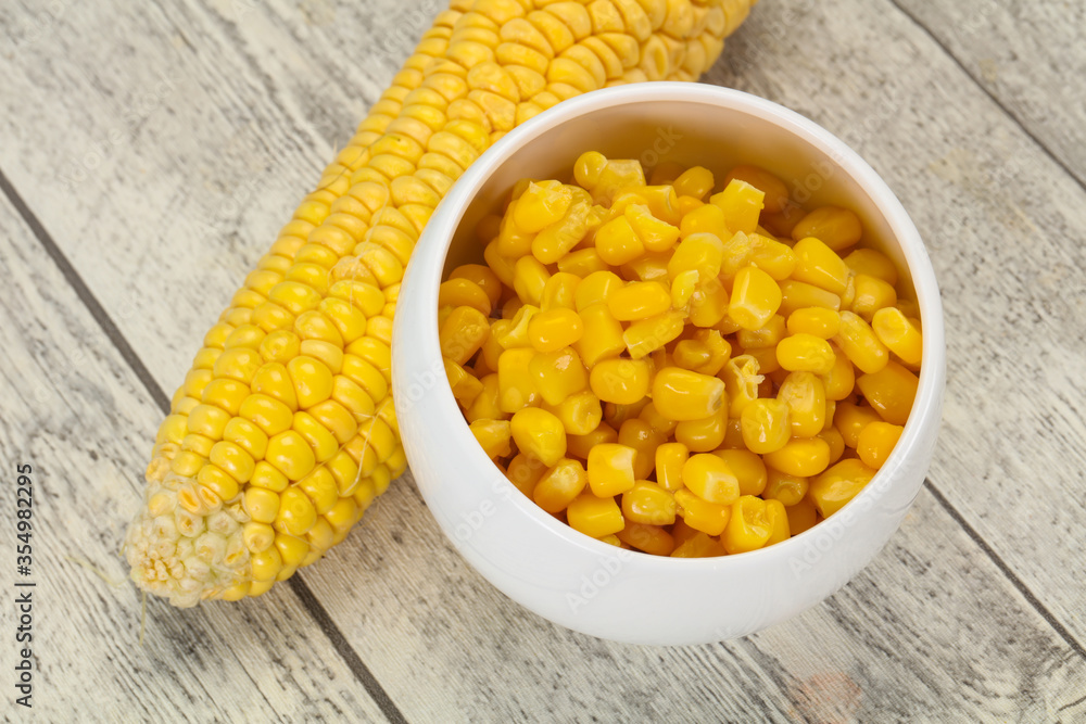 Young corn seeds in the bowl Young corn seeds in the bowl