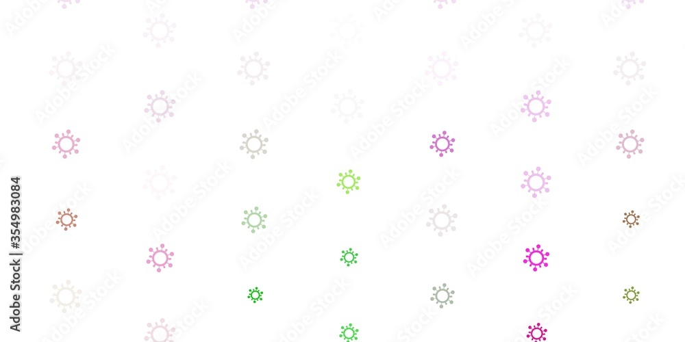 Light Pink, Green vector pattern with coronavirus elements.