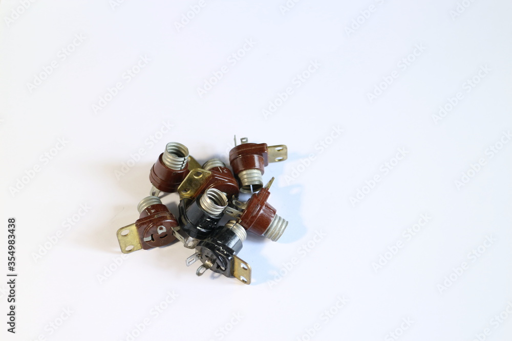 old electronic parts, cartridge holders for old lamps old electronic parts, cartridge holders for old lamps
