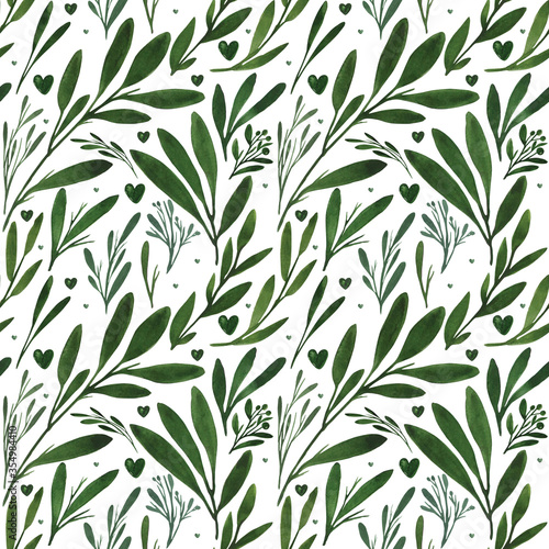 Spring seamless pattern, green and white background for your wedding.  © Kristina